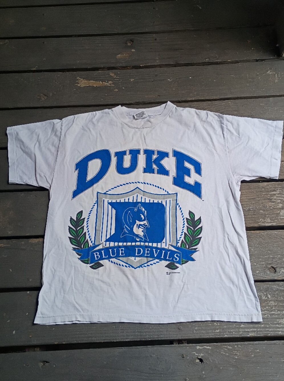 Duke Blue Devils Vintage 1992 Cotton White Graphic Tee Men's Size XL